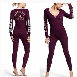 PINK Victoria's Secret Pajama Henley Bling One Piece Long Sleeve Loungewear S
